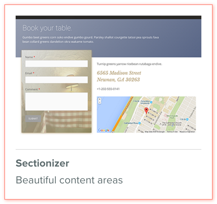 Sectionizer, content areas for Weebly