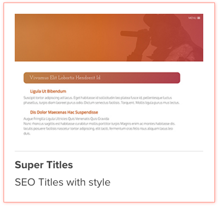 Super titles, seo friendly heading tags for Weebly